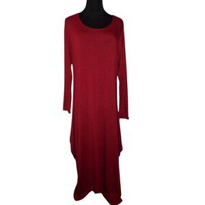 Bryn Walker Chelsea Maxi Dress Red Lagenlook Long Sleeve Relaxed Oversize Size M